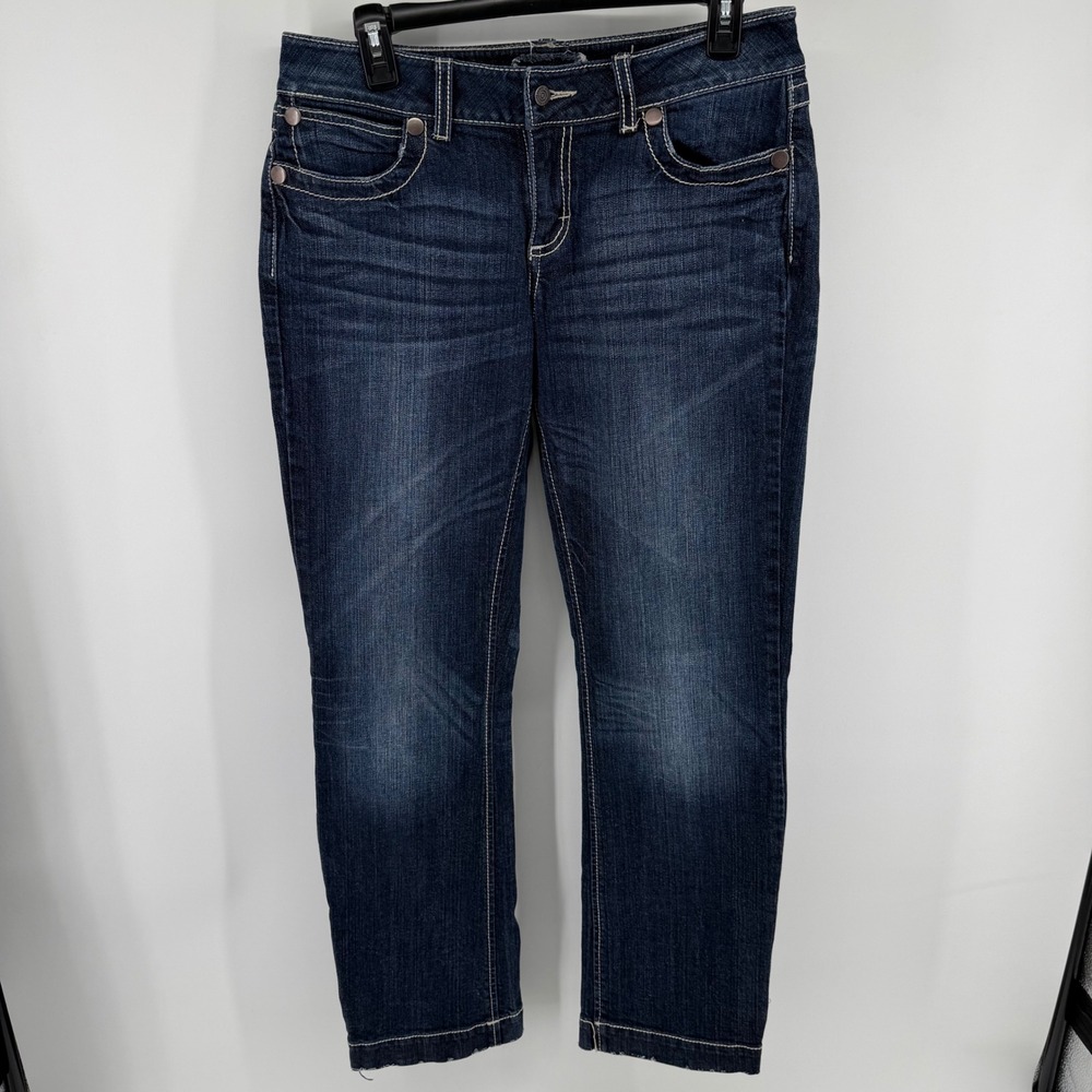 Y2K‎ Wrangler Premium Patch Low Rise Jeans Dark Wash Straight Leg Denim 32 Waist
